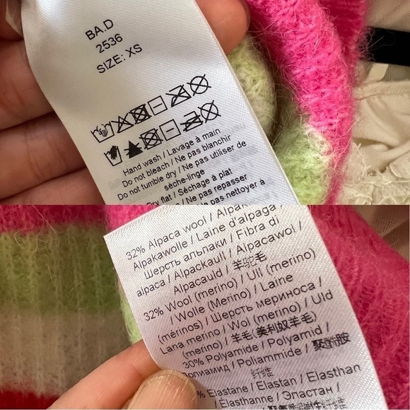 NWT GANNI Stripe Bejeweled Cardigan Pink Sweater XS - Picture 4 of 4